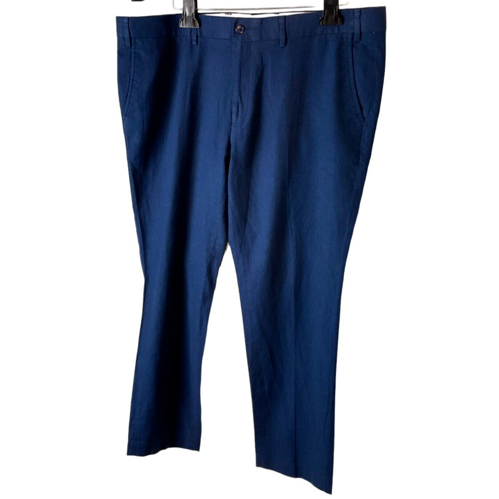 Britches‎ by Samtex Mens Blue Linen-Blend Pants Size W40 X L30 Lightweight